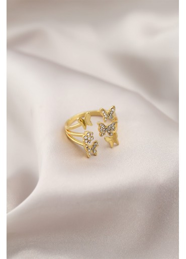 Erb Gold Renk Metal Kelebek Model Kadın Yüzük