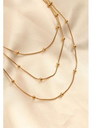 Erb Çelik Altın Renkli Topçuk Tasarımlı Çoklu Kolye