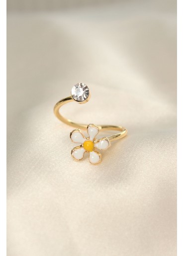 Erb Papatya Tasarımlı Zirkon Taşlı Ayarlanabilir Yüzük