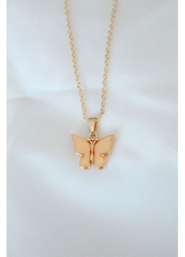 Erb Gold Kaplama Sarı Renk Sedefli Kelebek Kolye