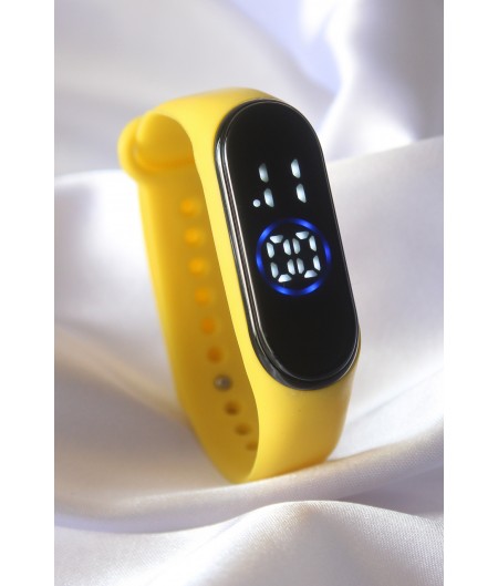 Erb Sarı Renk Silikon Kordon Led Dokunmatik Saat