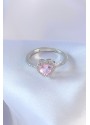 Erb Gümüş Renk Pembe Zirkon Taşlı Kalp Charm Model Pirinç Kadın Yüzük