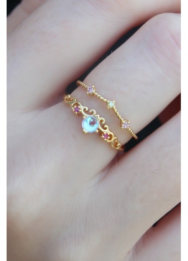 Erb Gold Renk Zirkon Taşlı Taç Model Kadın Yüzük