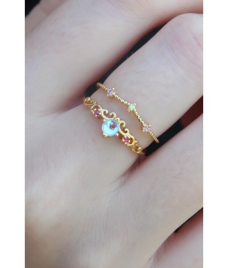Erb Gold Renk Zirkon Taşlı Taç Model Kadın Yüzük