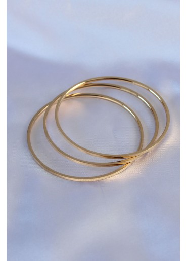 Erb 316L Çelik Gold Renk 3\'lü Ajda Model Kadın 60 Mm Bilezik