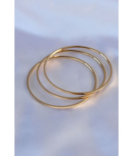 Erb 316L Çelik Gold Renk 3'lü Ajda Model Kadın 60 Mm Bilezik
