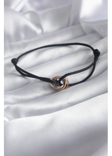 Erb Siyah Renk Düğüm İp Model Çelik Mix Renk Halka Figür Kadın Bileklik