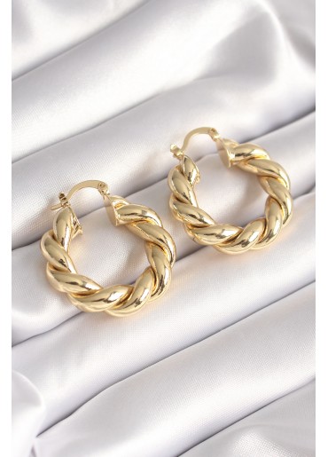 Erb Pirinç Gold Renk Düğüm Halka Model Kadın Küpe