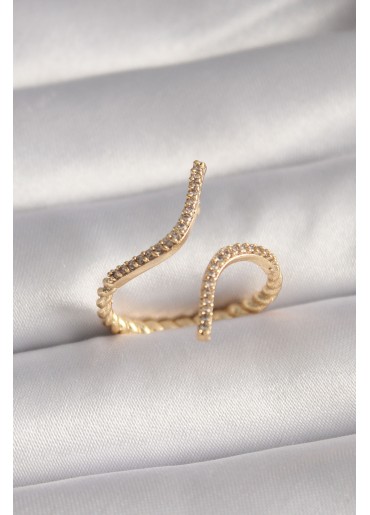 Erb Pirinç Gold Renk Zirkon Taşlı Kadın Yüzük