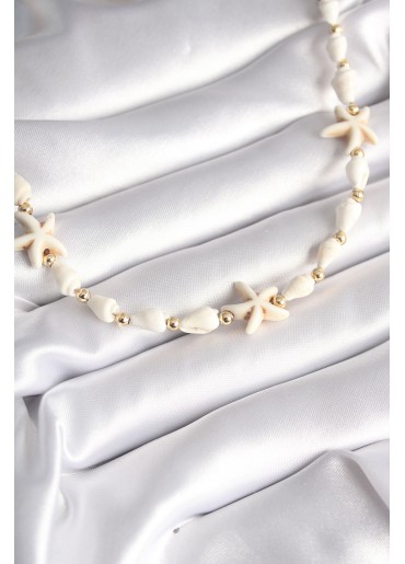 Erb Beyaz Deniz Kabuğu Model Beyaz Deniz Yıldız Figür Kadın Kolye
