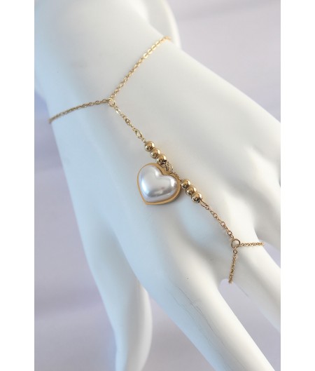 Erb 316L Çelik Gold Renk Beyaz Bubble Kalp Tasarımlı Şahmeran