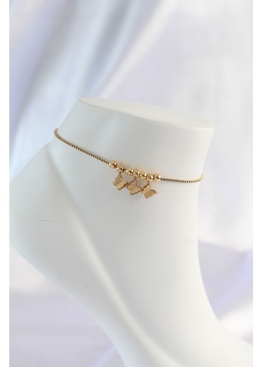 Erb 316L Çelik Gold Renk Minimal Kelebek Tasarımlı Halhal