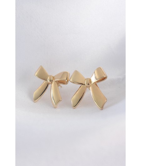 Erb Pirinç Gold Renk Düz Plaka Fiyonk Küpe