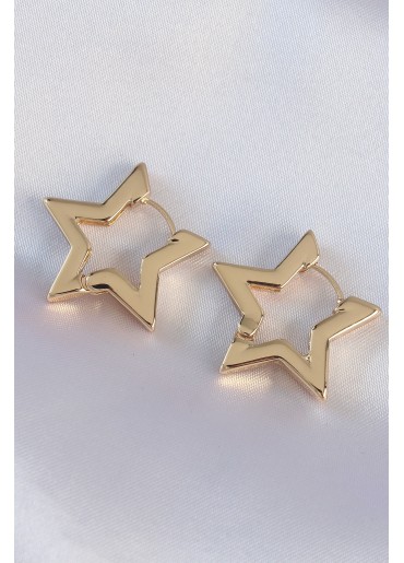Erb Pirinç Gold Renk Yıldız Küpe