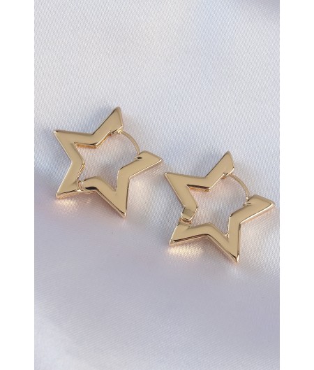 Erb Pirinç Gold Renk Yıldız Küpe