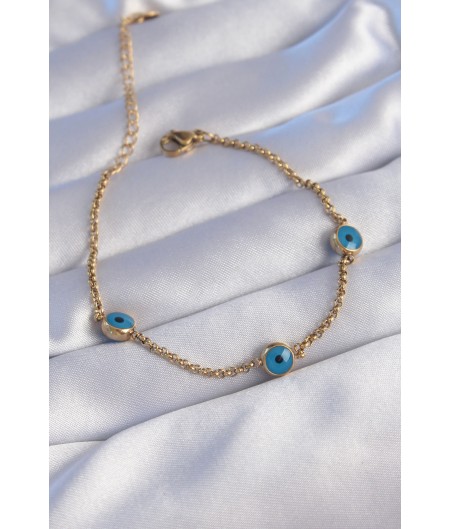 Erb 316L Çelik Gold Renk Nazar Boncuk Tasarımlı Bileklik