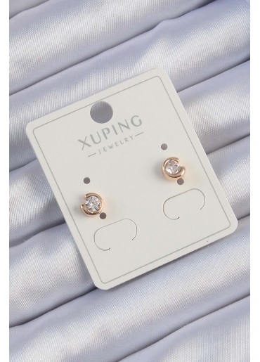 Erb Xuping Rose Renk Zirkon Taşlı Minimal Oval Küpe