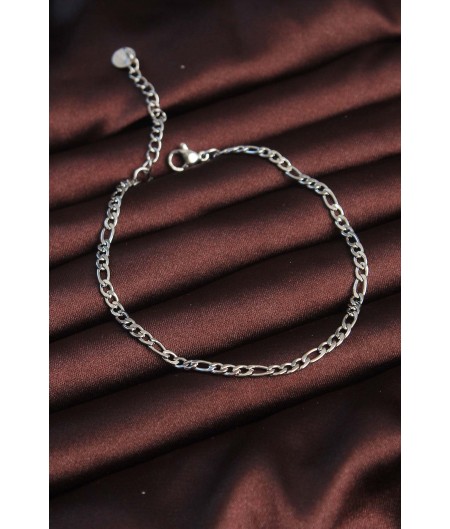 Erb 316L Çelik Gümüş Renk Kuş Gözü Erkek Zincir Bileklik