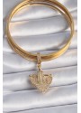 Erb Pirinç Gold Renk Zirkon Taşlı Çapa Model Ajda Charm