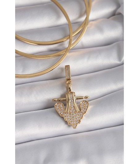 Erb Pirinç Gold Renk Zirkon Taşlı Çapa Model Ajda Charm
