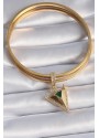 Erb Pirinç Gold Renk Zirkon Taşlı 3D Üçgen Model Ajda Charm