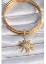 Erb Pirinç Gold Renk Zirkon Taş Detaylı Güneş Model Ajda Charm