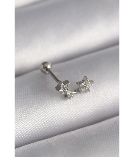 Erb 316L Çelik Gümüş Renk Zirkon Taşlı Yıldız Tragus Piercing Erb 316L Çelik Gümüş Renk Zirkon Taşlı Yıldız Tragus Piercing