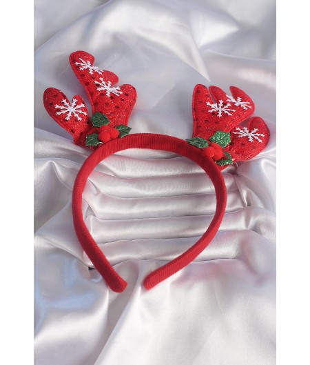 Erb Yılbaşı Temalı Kar Tanesi İşleme Detay Geyik Boynuzu Figürlü Taç