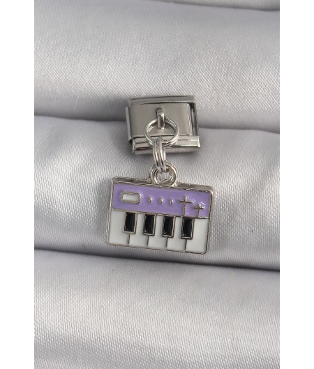 Erb 316L Çelik Gümüş Renk Sallantı Mor Piyano Figür Nomination Charm Erb 316L Çelik Gümüş Renk Sallantı Mor Piyano Figür Nomination Charm