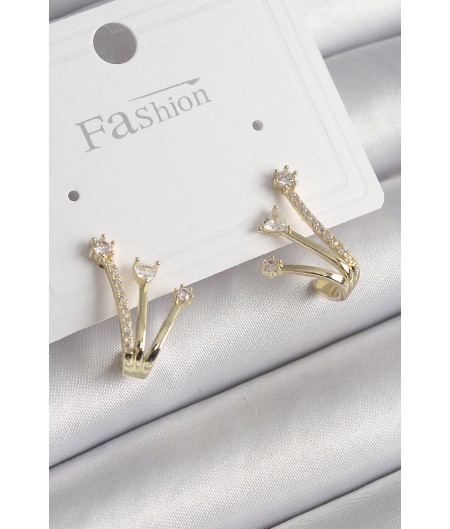 Erb Pirinç Gold Renk Zirkon Taşlı Kadın Küpe