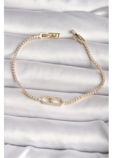 Erb Pirinç Gold Renk Zirkon Taşlı Messika Model Kadın Bileklik