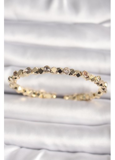 Erb Pirinç Gold Renk Zirkon Taşlı Küp Dorika Model Kadın Bileklik