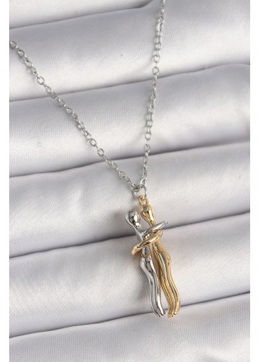 Erb 316L Çelik Gümüş Renk Zincir Sarılma Model Kadın Kolye