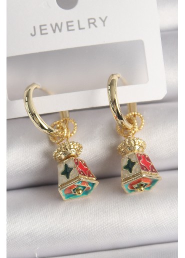 Erb Pirinç Gold Renk Renkli Vintage Çin Emaye Model Kadın Küpe