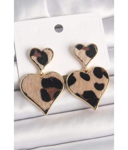 Erb Pirinç Gold Renk Sallantı Leopar Kalp Model Kadın Küpe Erb Pirinç Gold Renk Sallantı Leopar Kalp Model Kadın Küpe