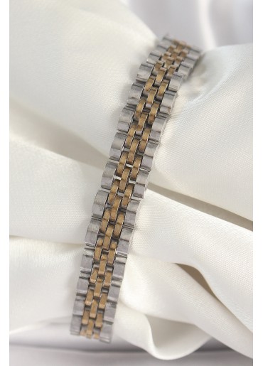 Erb 316L Çelik Gold Gümüş Renk Zincir Model Erkek Bileklik