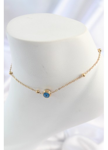 Erb 316L Çelik Gold Renk Nazar Boncuk Model Kadın Halhal