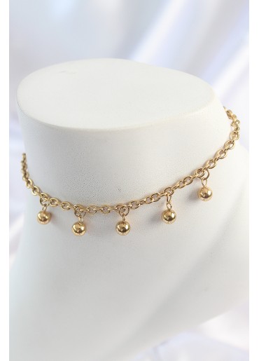 Erb 316L Çelik Gold Renk Sallantı Topçuk Zincir Model Kadın Halhal