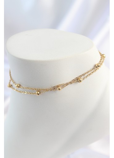 Erb 316L Çelik Gold Renk 2\'Li Topçuk Zincir Model Kadın Halhal