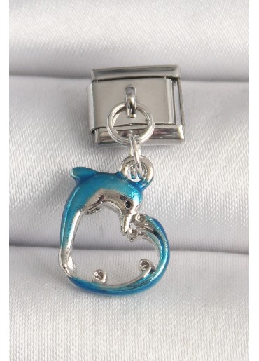 Erb 316L Çelik Gümüş Renk Mavi Yunus Model Nomination Charm
