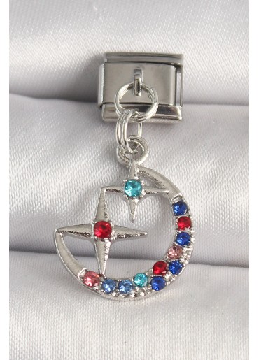 Erb 316L Çelik Gümüş Renk Renkli Zirkon Taşlı Yıldız Model Nomination Charm