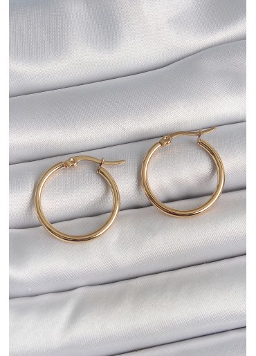 Erb 316 Çelik Gold Renk 22mm Kadın Halka Model Kadın Küpe