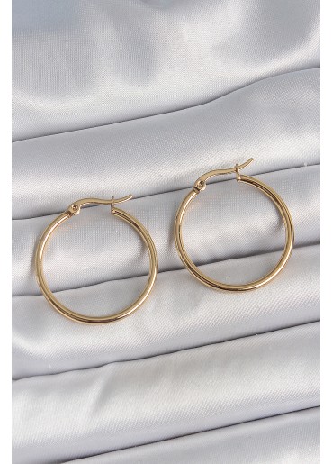 Erb 316 Çelik Gold Renk 27 Mm Halka Model Kadın Küpe