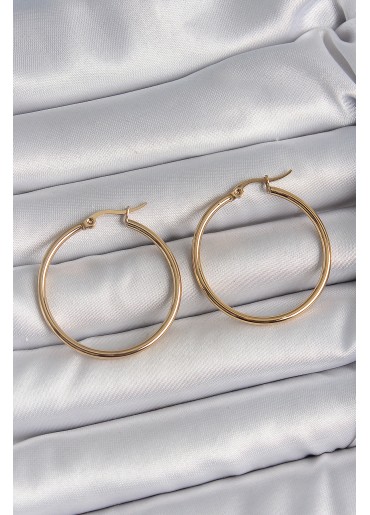 Erb 316 Çelik Gold Renk 33 Mm Kadın Halka Model Kadın Küpe
