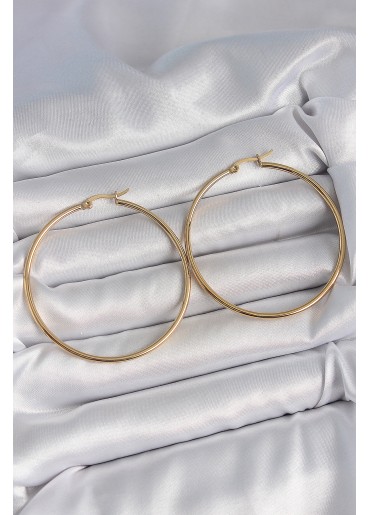 Erb 316 Çelik Gold Renk 53 Mm Halka Model Kadın Küpe