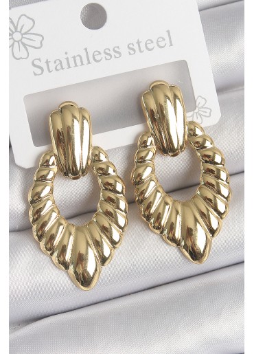 Erb 316 Çelik Gold Renk İşlemeli Motiif Model Kadın Küpe