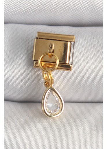 Erb 316L Çelik Gold Renk Sallantı Damla Zirkon Taşlı Nomination Charm