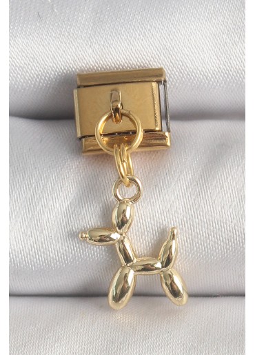 Erb 316L Çelik Gold Renk Sallantı Balan Köpek Model Nomination Charm