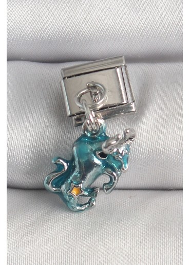 Erb 316L Çelik Gümüş Renk Sallantı Mavi Boğa Model Nomination Charm