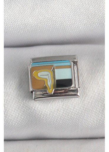 Erb 316L Çelik Gümüş Renk Renkli Portre Model Nomination Charm